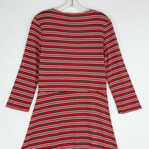 PINK Rose Size M Striped Knit Long Sleeve Button Front Shirt Dress Women’s - Picture 4 of 16